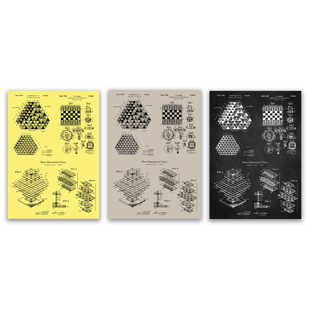 Board Game For 3 Players - Scacchi per 3 Giocatori, Poster con